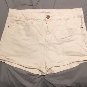 Peach colored short shorts
